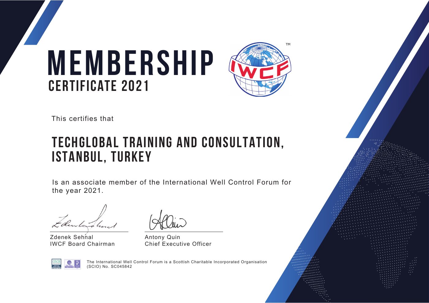 IWCF Membership Certificate